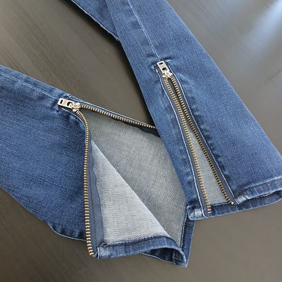 Madewell Skinny Skinny Ankle Zip Jeans size 27 med indigo blue mid-rise 28Wx29L - Picture 4 of 16